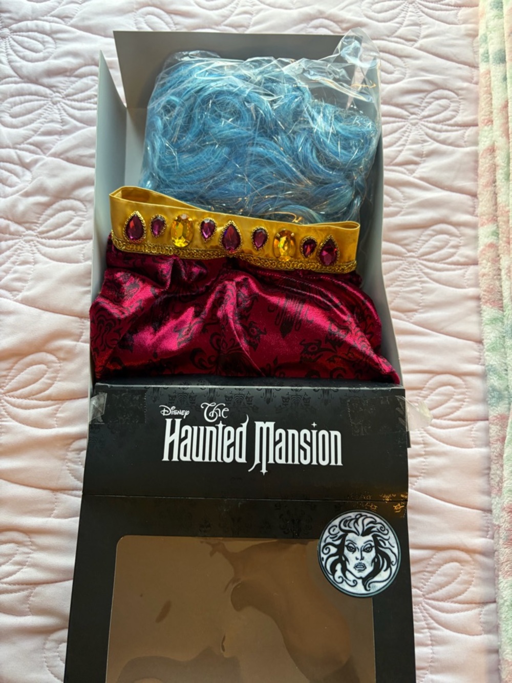 Disney Haunted Mansion Blue Wig with Gold Jewels